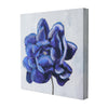 Deep Blue & Gold Trim Flower Embellished Canvas Wall Art Print - 16x16